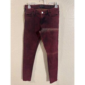 Y Dear John Burgundy Red Fall Acid Washed Joyrich Comfort Skinny Jeans